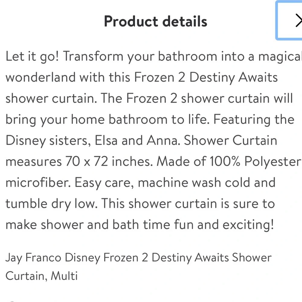 NWT Disney Frozen II Shower Curtain